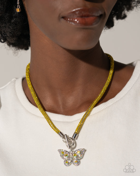 Paparazzi On SHIMMERING Wings - Yellow Necklace