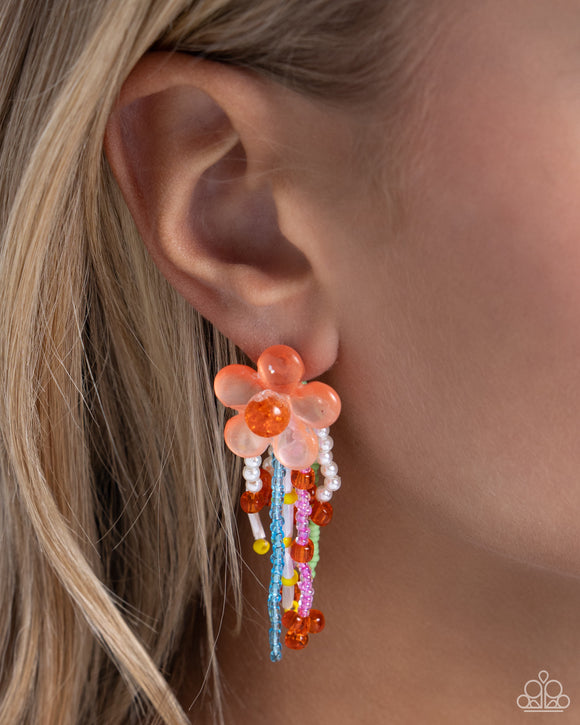 Paparazzi Japanese Blossoms - Orange Earring