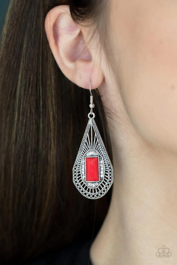 Paparazzi Deco Dreaming - Red Earrings
