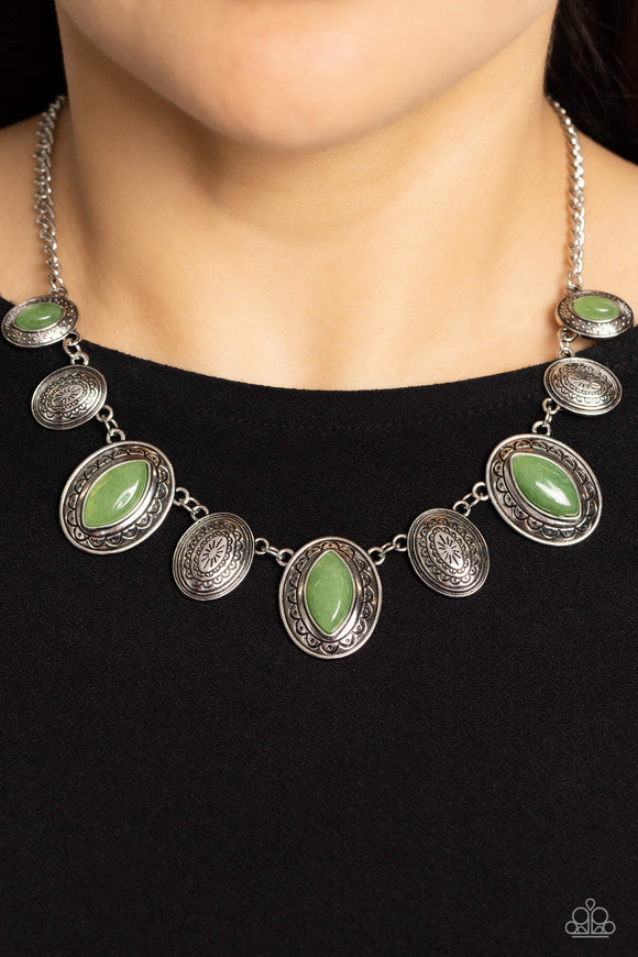 Paparazzi Textured Trailblazer - Green Necklace
