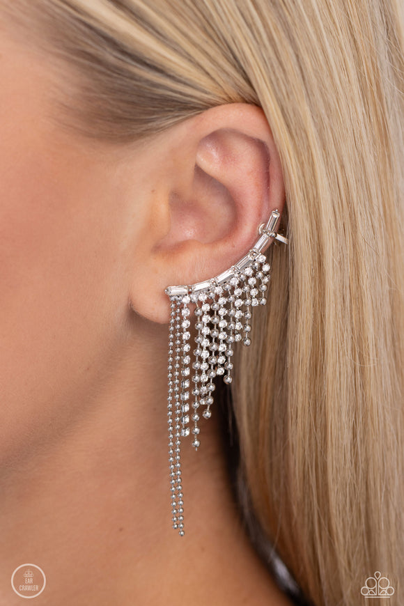 Paparazzi Tapered Tease - White Earring