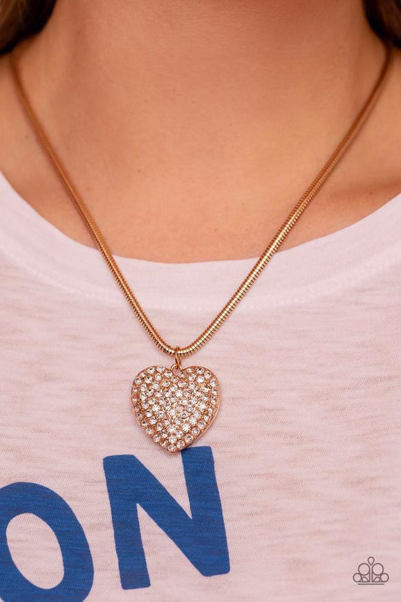 Paparazzi Sequined Sweetheart Gold Necklace