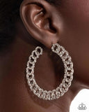 Paparazzi Interlocked Icing - White Earring