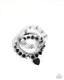 Paparazzi Three HEART Harmony - Black Bracelet