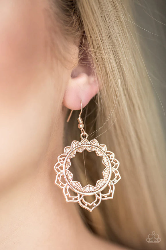Paparazzi Modest Mandalas - Rose Gold Earrings