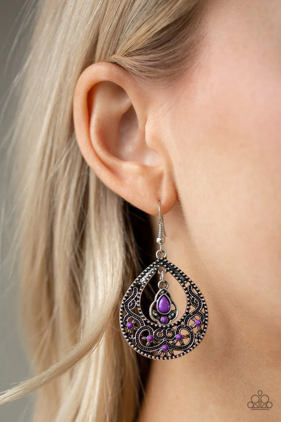 Paparazzi All-Girl Glow - Purple Earrings