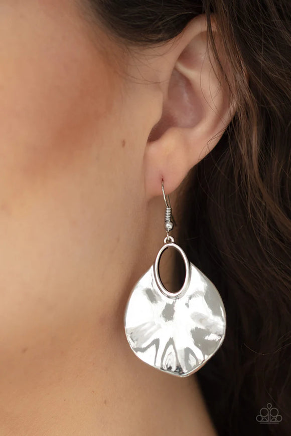 Paparazzi Ruffled Refinery - Silver Earrings