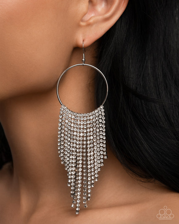 Paparazzi Streamlined Shimmer - White Earring