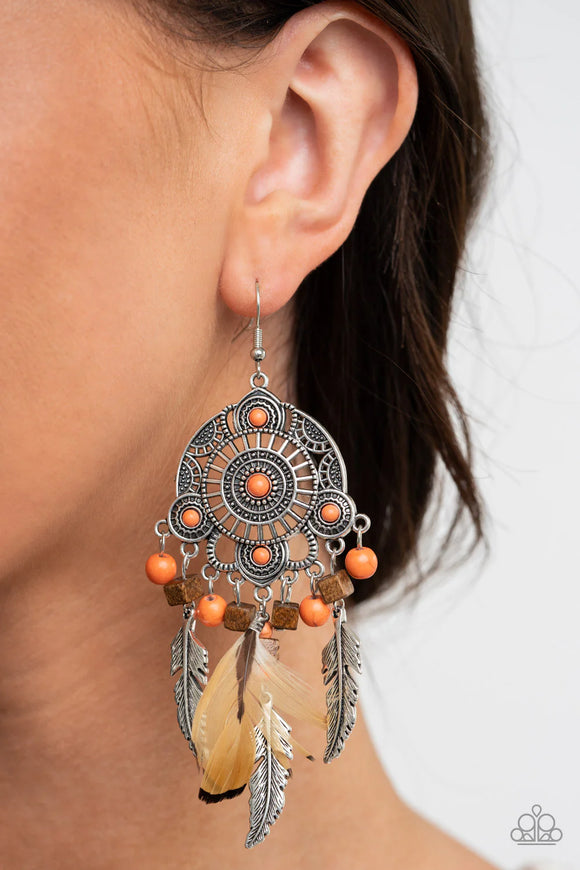 Paparazzi Desert Plains - Orange Earrings