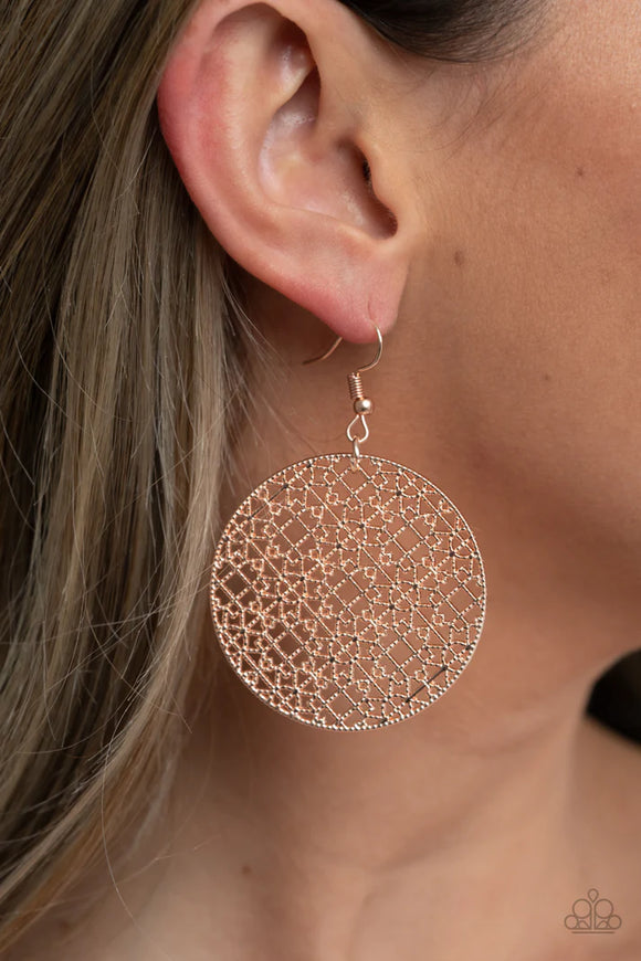 Paparazzi Metallic Mosaic - Rose Gold Earrings