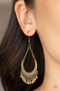 Paparazzi Melodic Moons - Brass Earring