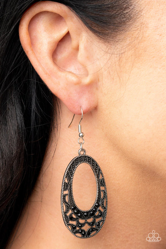Paparazzi Colorfully Moon Child - Black Earrings