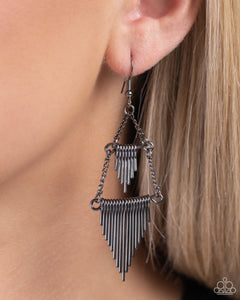 Paparazzi Greco Grotto - Black Earring