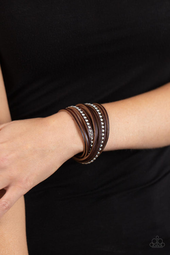 Paparazzi Studded Sensation - Brown Bracelet