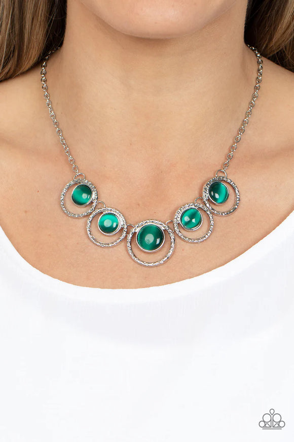 Paparazzi Elliptical Enchantment - Green Necklace