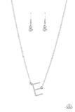 Paparazzi INITIALLY Yours - E - White Necklace