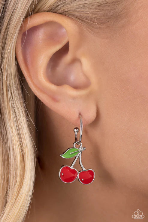 Paparazzi Cherry Caliber - Red Earring