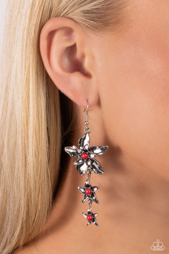 Paparazzi Tapered Tiers - Red Earring