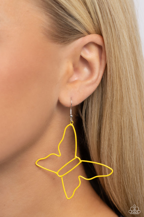 Paparazzi Soaring Silhouettes - Yellow Earring