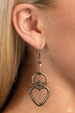 Paparazzi Padlock Your Heart - Brass Earring