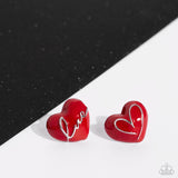 Paparazzi Glimmering Love - Red Post Earrings