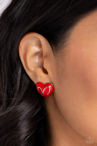 Paparazzi Glimmering Love - Red Post Earrings