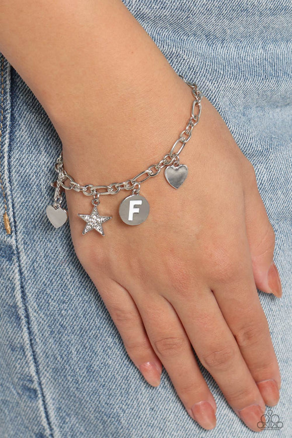 Paparazzi Legacy Letters - White - F Bracelet