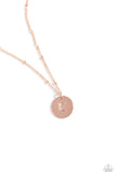 Paparazzi Initial Elegance - Rose Gold - E Necklace