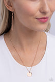 Paparazzi Initial Elegance - Rose Gold - L Necklace
