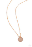 Paparazzi Initial Elegance - Rose Gold - M Necklace