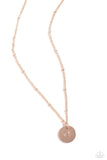 Paparazzi Initial Elegance - Rose Gold - O Necklace