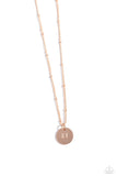 Paparazzi Initial Elegance - Rose Gold - U Necklace