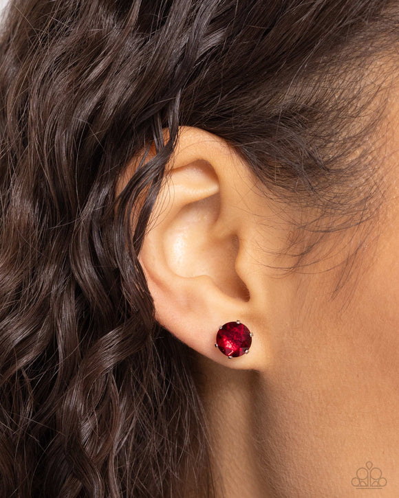 Paparazzi Breathtaking Birthstone January - Red Earring