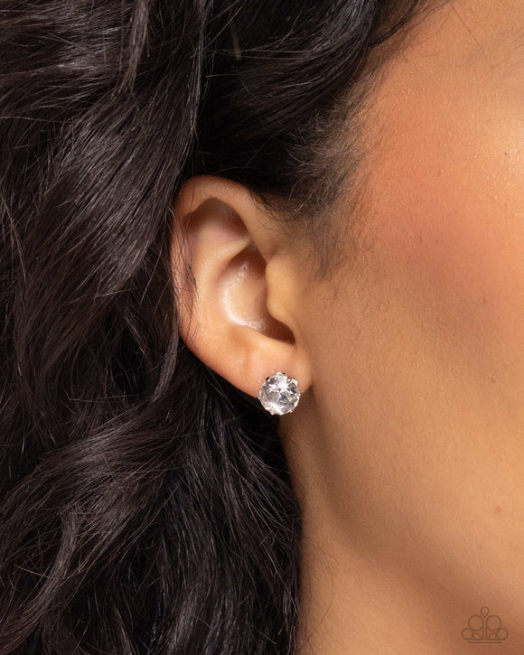 Paparazzi Breathtaking Birthstone April - White Earring