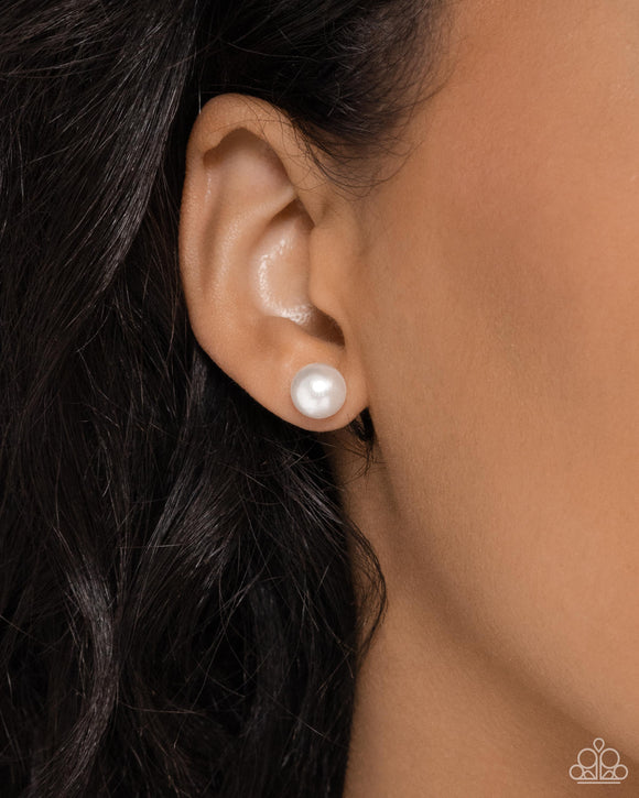 Paparazzi Breathtaking Birthstone June - White Earring
