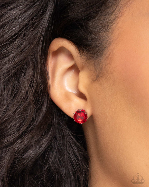 Paparazzi Breathtaking Birthstone July - Red Earring