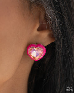 Paparazzi Heartfelt Haute - Pink Earring