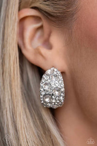 Paparazzi Freethinking Finesse - White Earrings