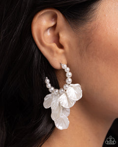 Paparazzi Frilly Feature - White Earring