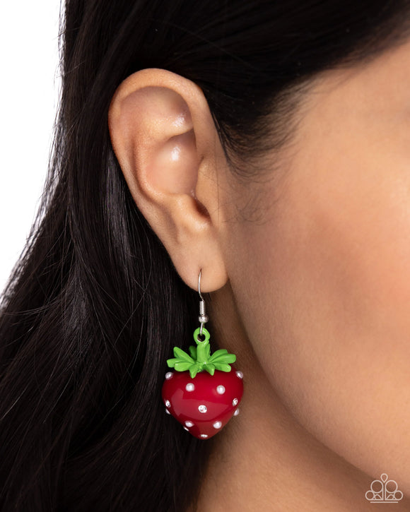 Paparazzi Strawberry Sentiment - Red Earring