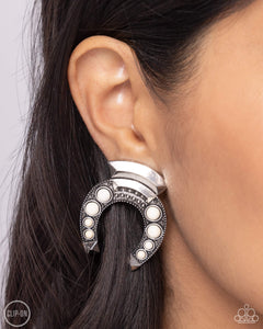 Paparazzi Harmonious Horseshoe - White CLIP Earring