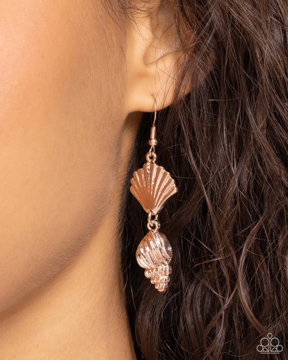 Paparazzi SHELL, I Was In the Area - Rose Gold Earrings