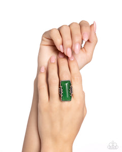 Paparazzi Scalloped Stone - Green Ring