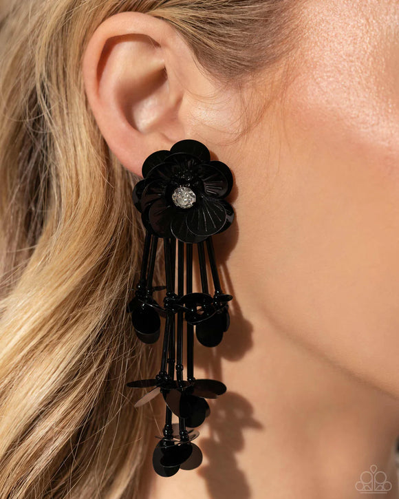 Paparazzi Floral Future - Black Earring