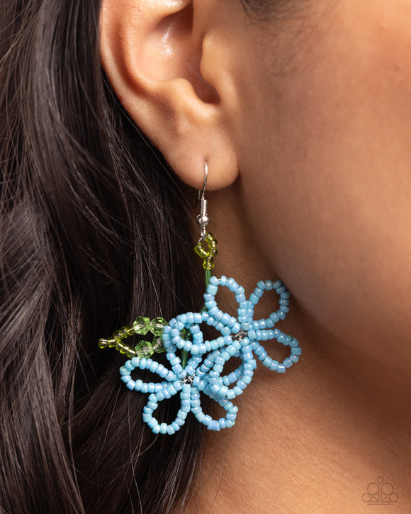 Paparazzi Beaded Blooms - Blue Earring