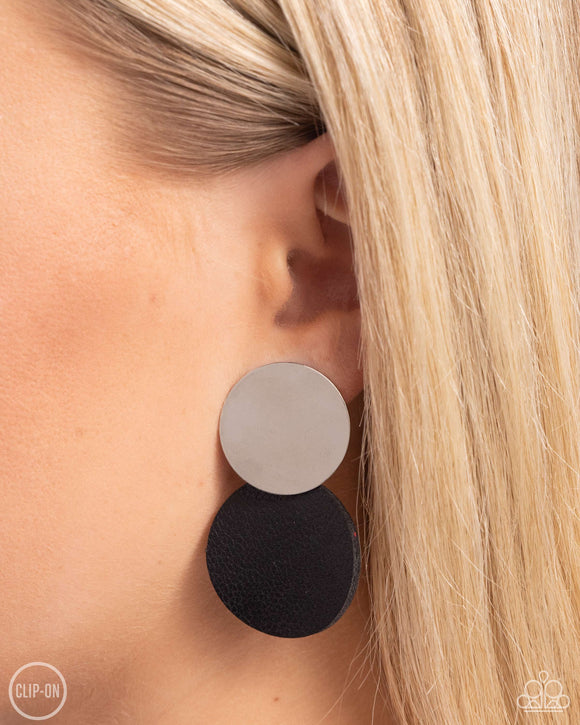 Paparazzi Leather Leader - Black CLIP Earring