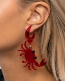 Paparazzi Crab Couture - Red Earring