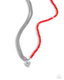 Paparazzi Squared Sweetheart - Red Necklace