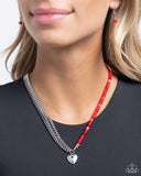 Paparazzi Squared Sweetheart - Red Necklace