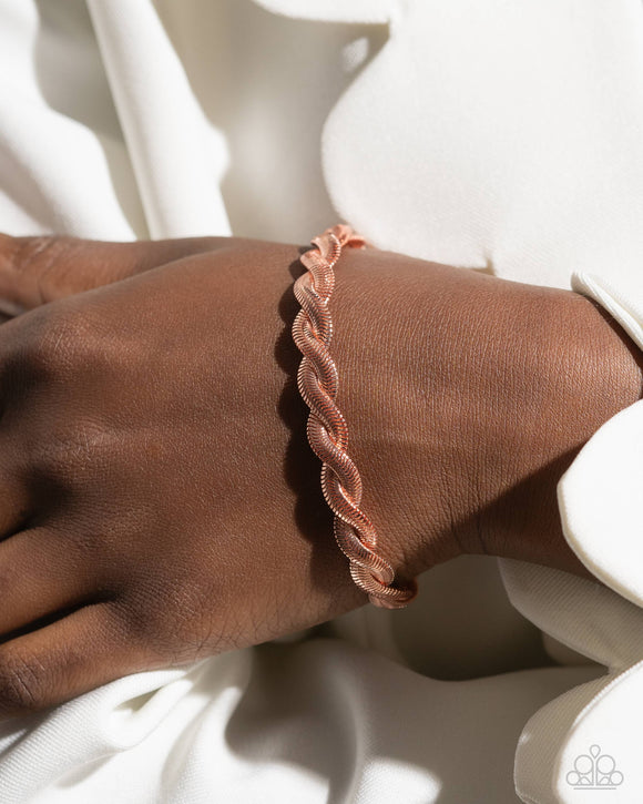 Paparazzi Tasteful Twists - Copper Bracelet